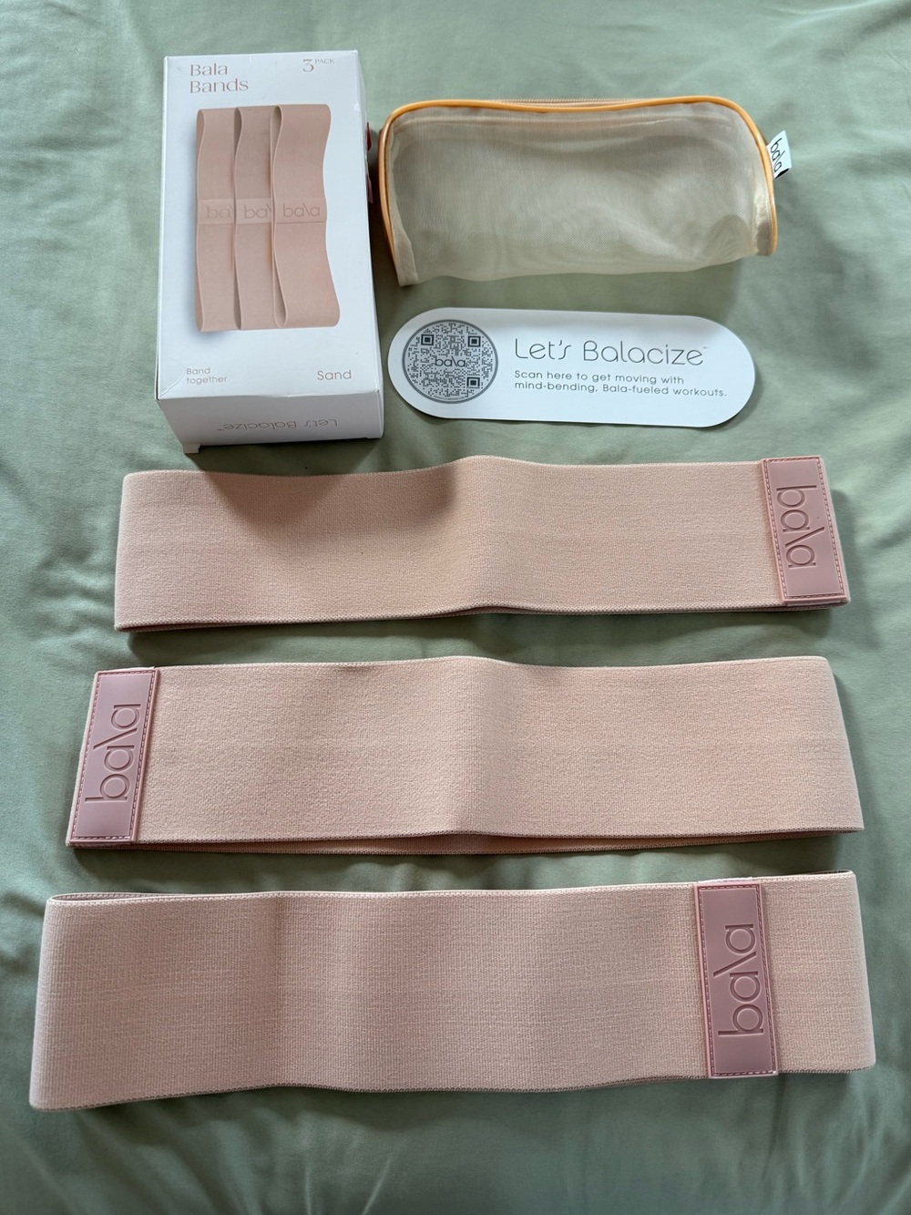 Bala Sand Fabric Resistance Bands Trio with Mesh Pouch
